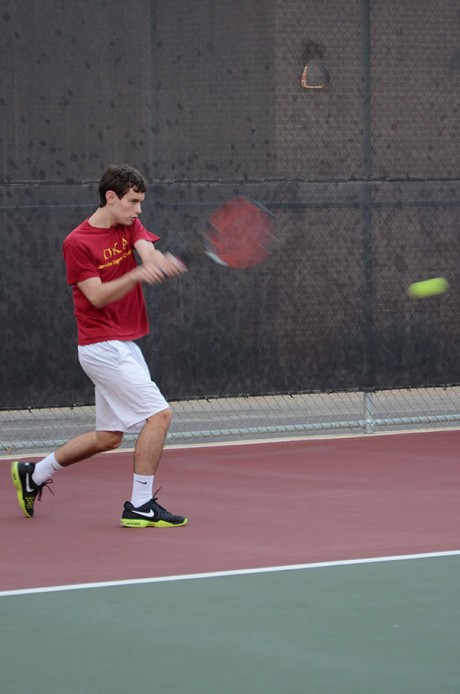 Junior Greg Haugen rips a ascot during an afternoon practice in early February. Photo by Aidan Kirksey.