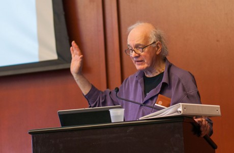 Jan Narveson, professor emeritus of philosophy at University of Waterloo in Canada, presented "Professionals, Clients, and Rational Confidence" last Thursday. This lectures is sponsored by the Charles Koch Foundation. Photo by Anh-Viet Dinh.