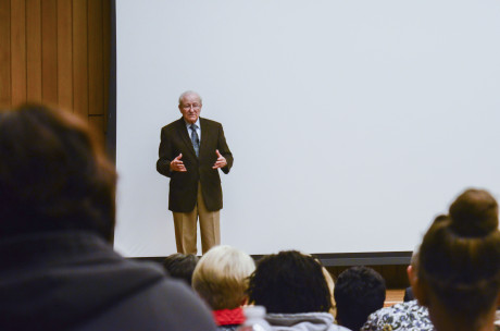 The Christians United for Israel (CUFI) organized for holocaust survivor Irving Roth to speak about his experience. He spoke on Monday evening in Chapman Auditorium. Photo by Megan McLoughlin.