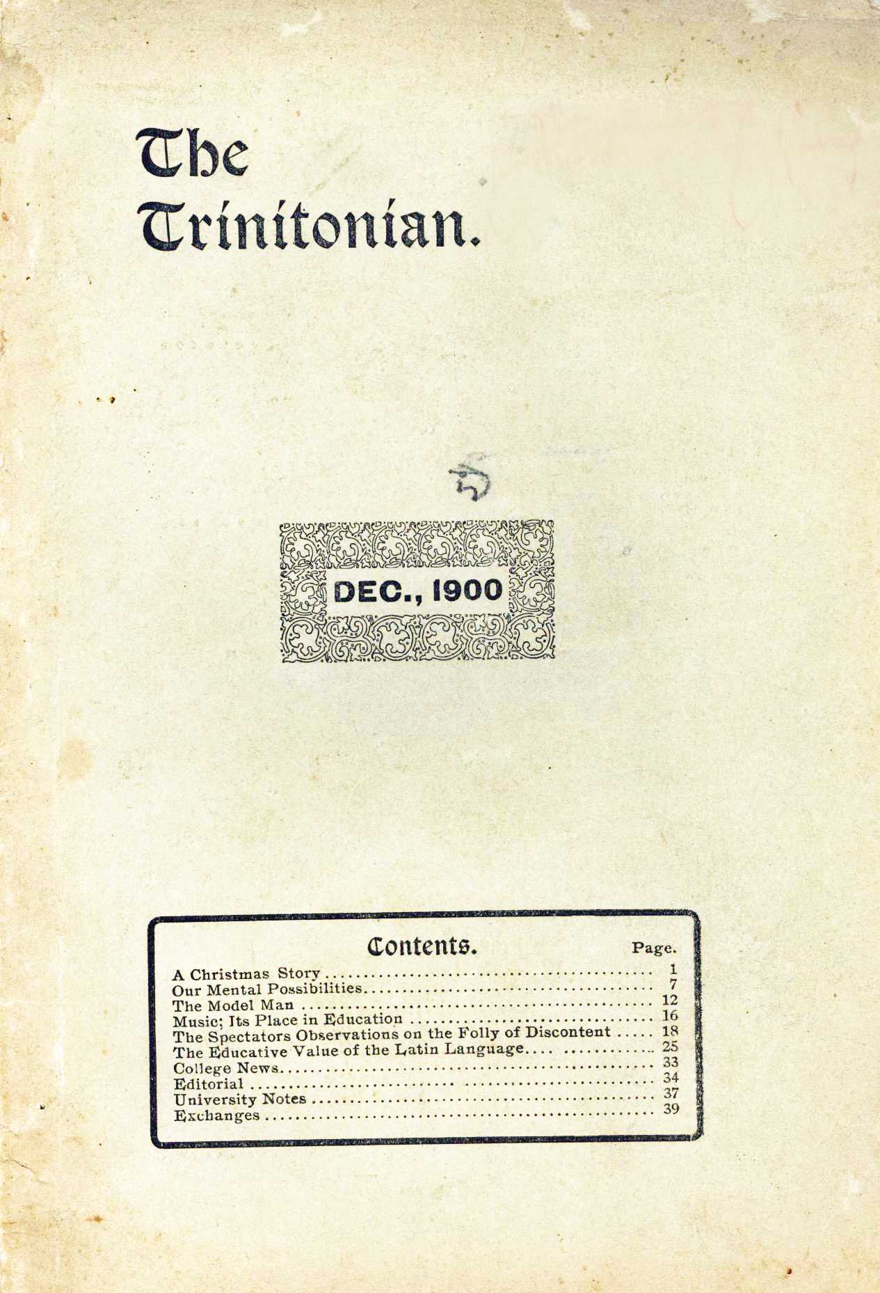 Cover of the first Trinitonian